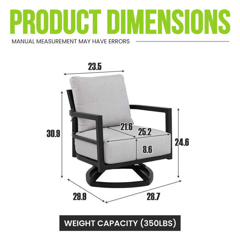 Outdoor Swivel Lounge Chair With Sunbrella Cushion, Weather Resistant - Ember Black by HouseOfZazla