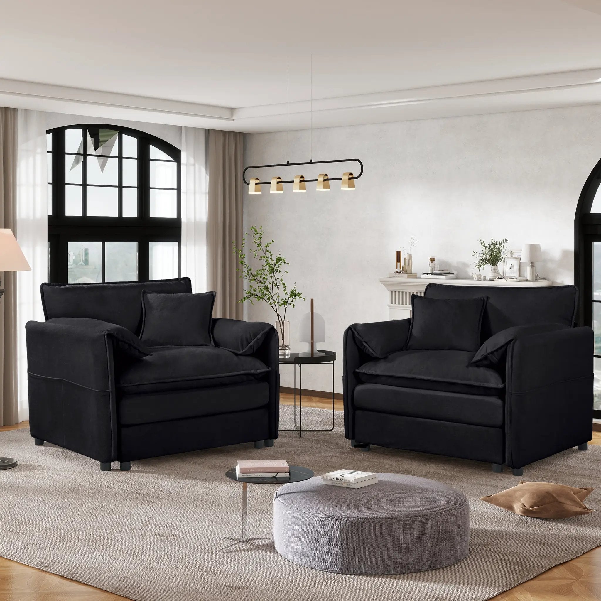 Oversized Chenille Accent Chair Set of 2 by HouseOfZazla