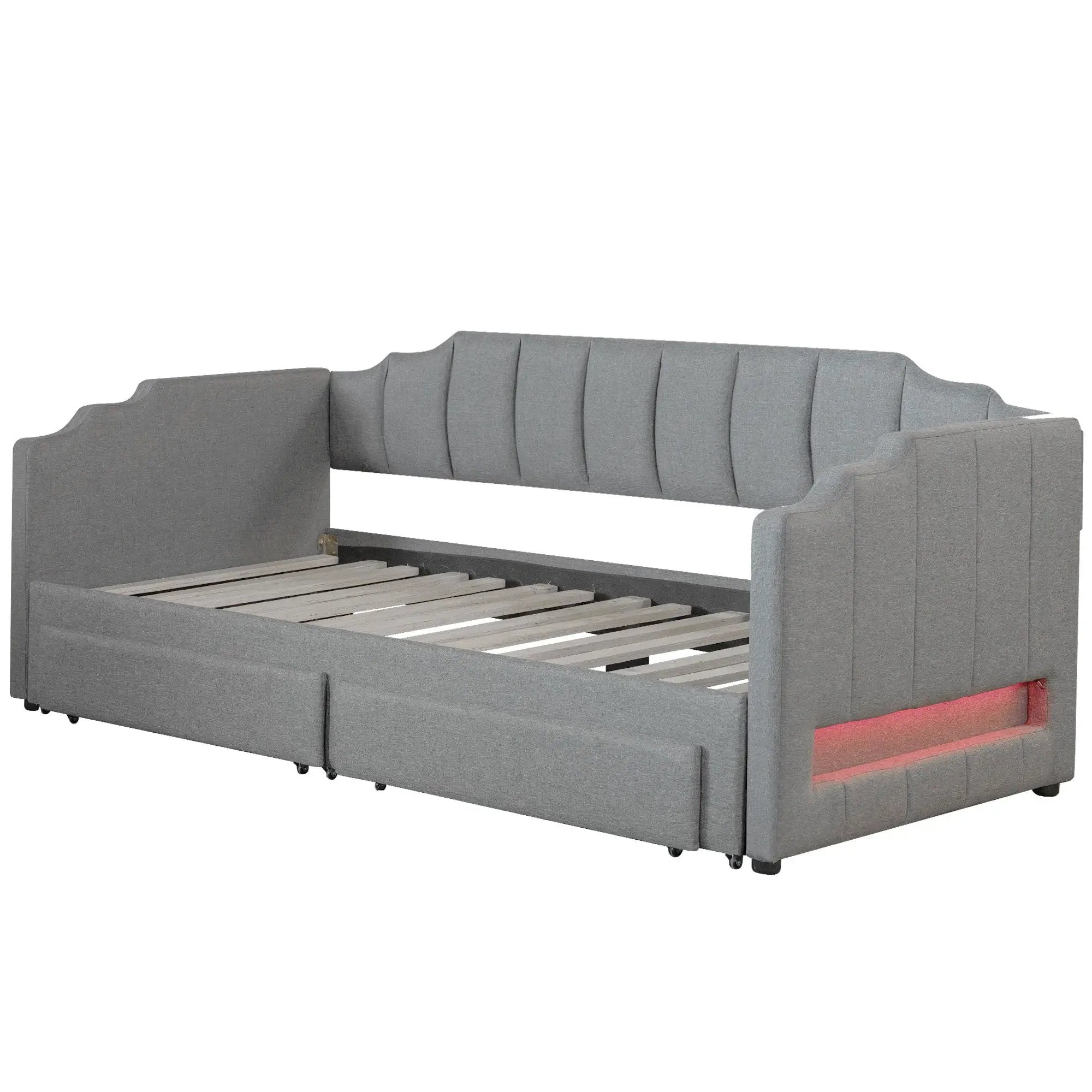 Extendable Daybed With LED Light And 2 Storage Drawers by HouseOfZazla