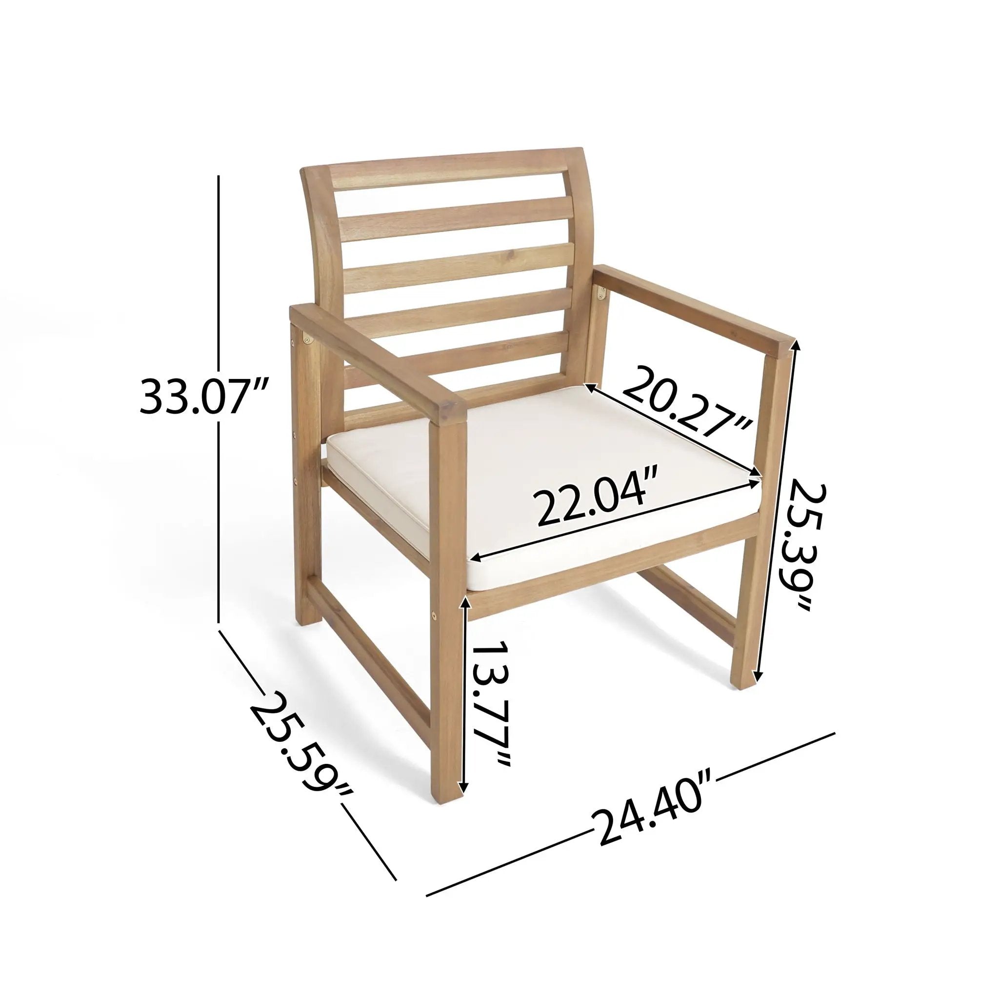 Outdoor Acacia Wood Club Chairs, 2-Piece Set - Natural Stained / White by HouseOfZazla