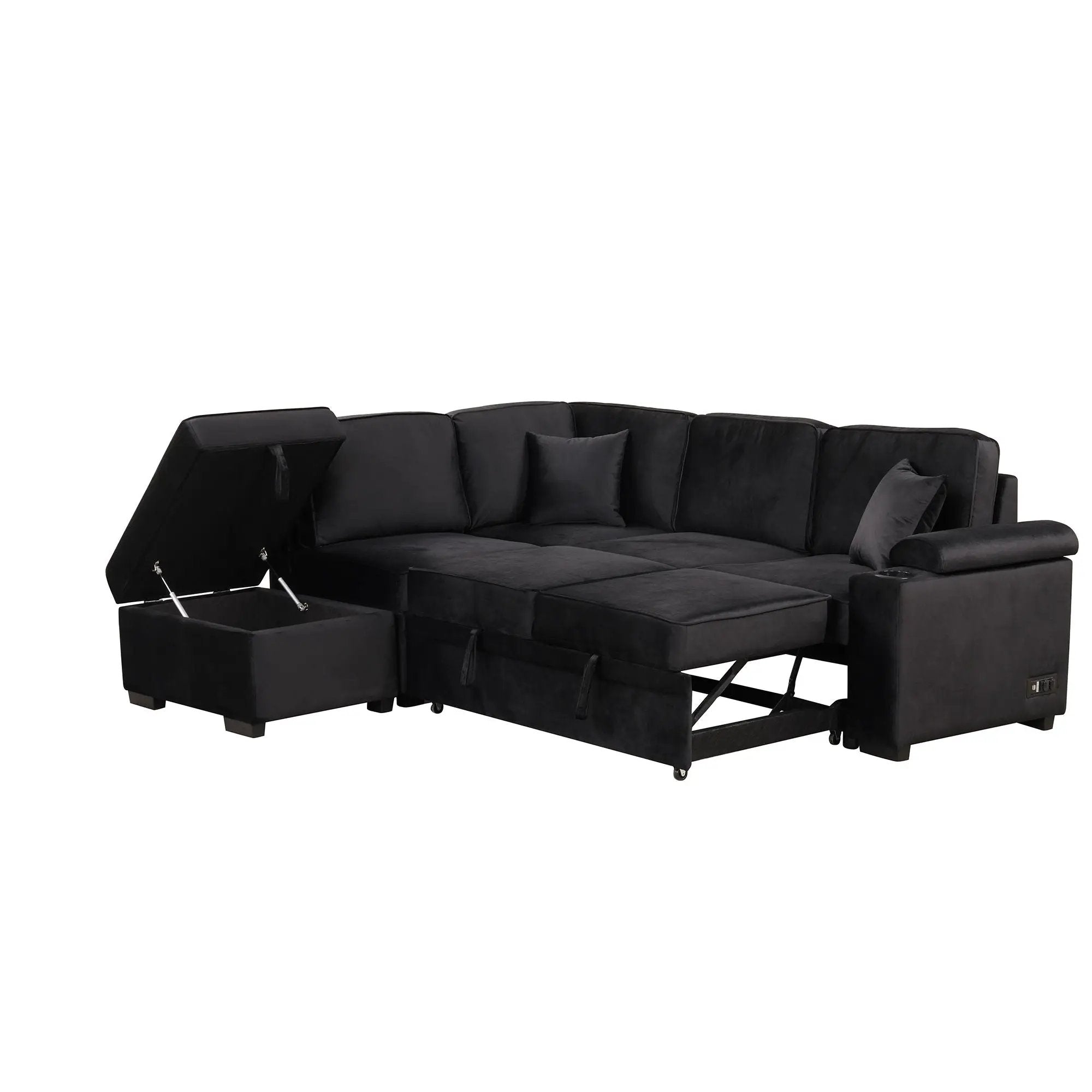 Sleeper Sofa Bed, 2 In 1 Pull Out Sofa Bed L Shape Couch With Storage Ottoman For Living Room, Bedroom Couch And Small Apartment by HouseOfZazla