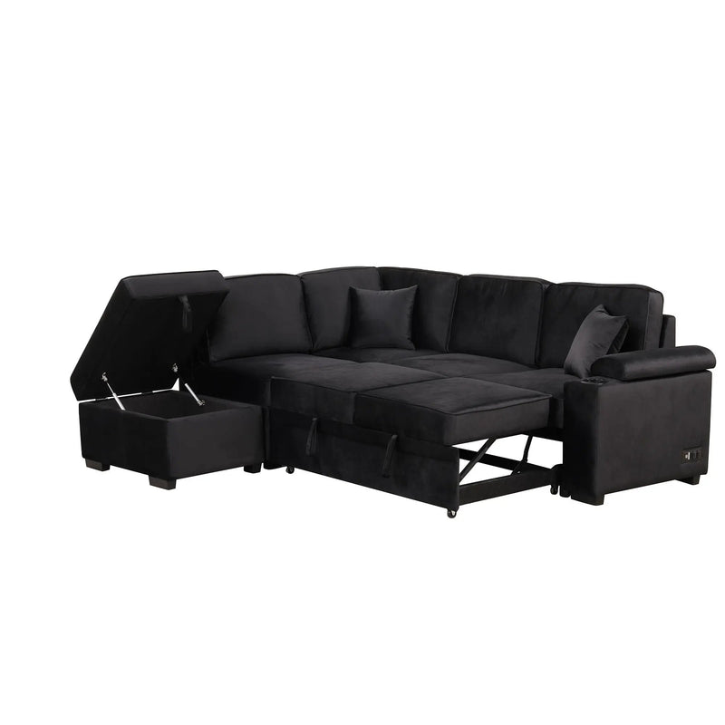 Sleeper Sofa Bed, 2 In 1 Pull Out Sofa Bed L Shape Couch With Storage Ottoman For Living Room, Bedroom Couch And Small Apartment by HouseOfZazla