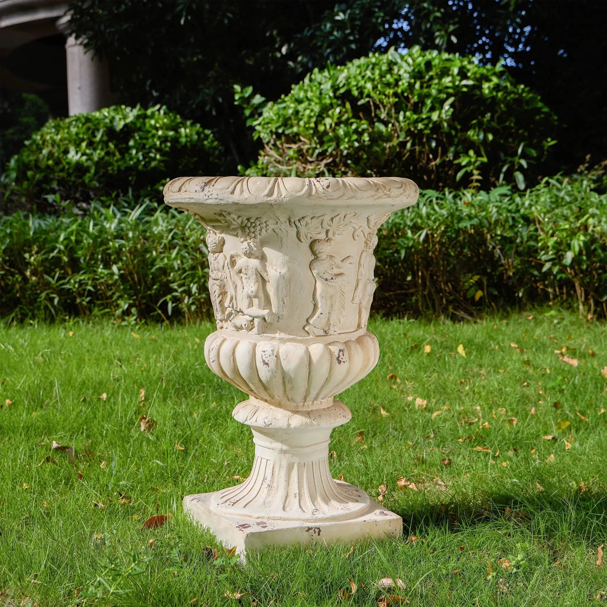 Garden Urn, Antique White, 27" H by HouseOfZazla