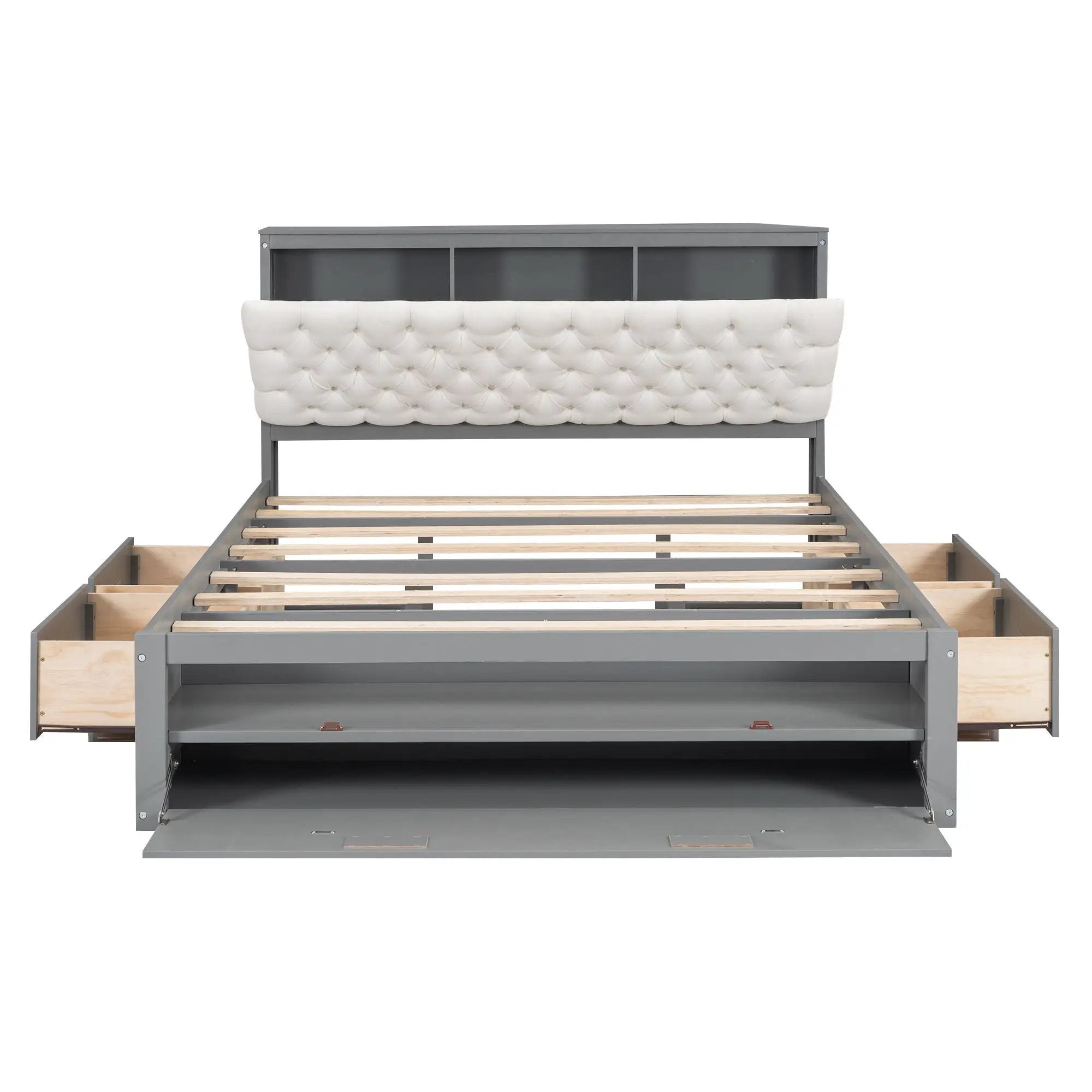 Platform Bed With Storage Headboard, Shoe Rack And 4 Drawers by HouseOfZazla