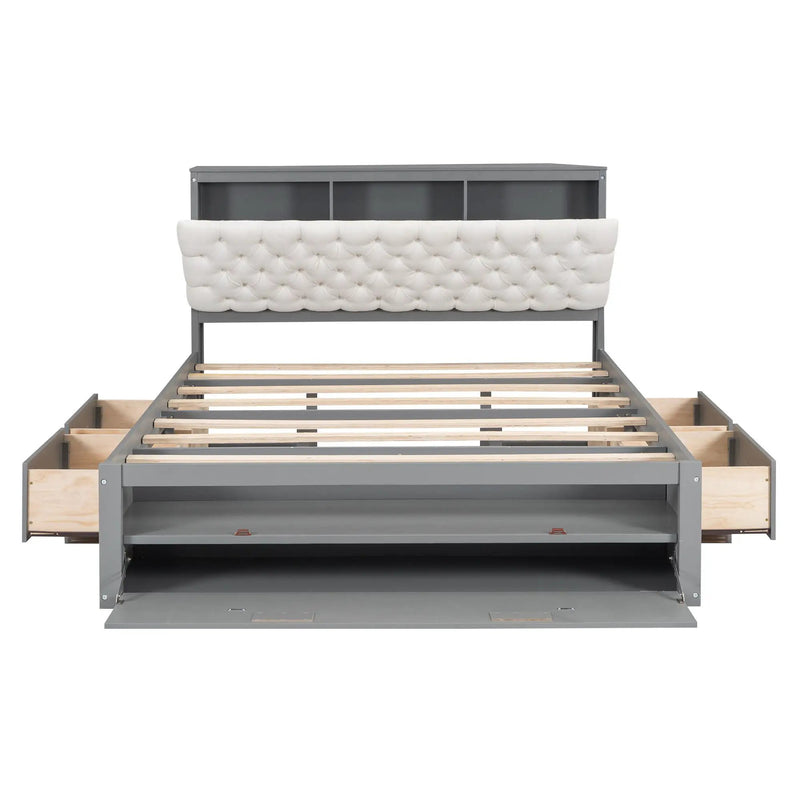 Platform Bed With Storage Headboard, Shoe Rack And 4 Drawers by HouseOfZazla