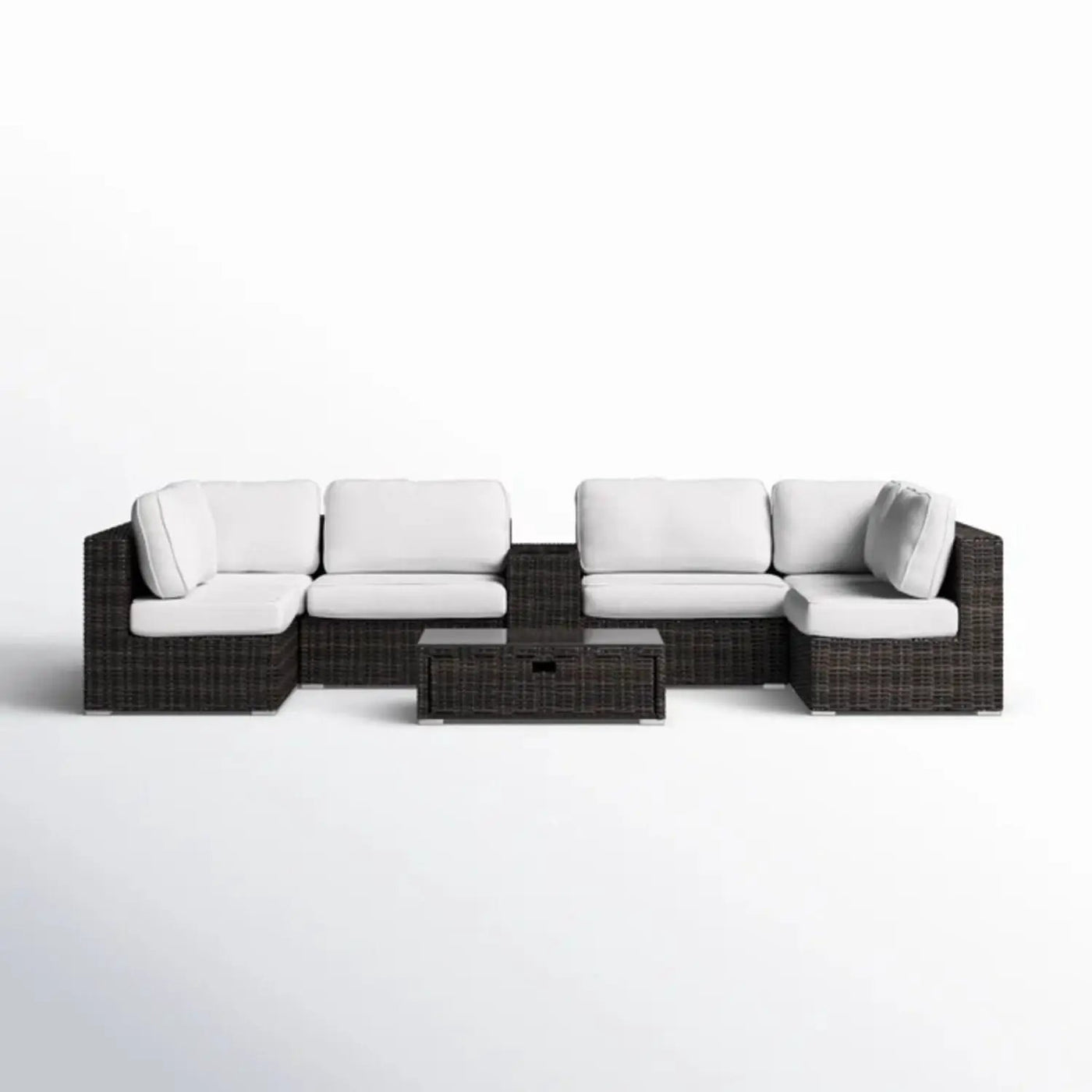 Elegant 4 Person Wicker Patio Seating Set With Cushions And Glass Top Table by HouseOfZazla