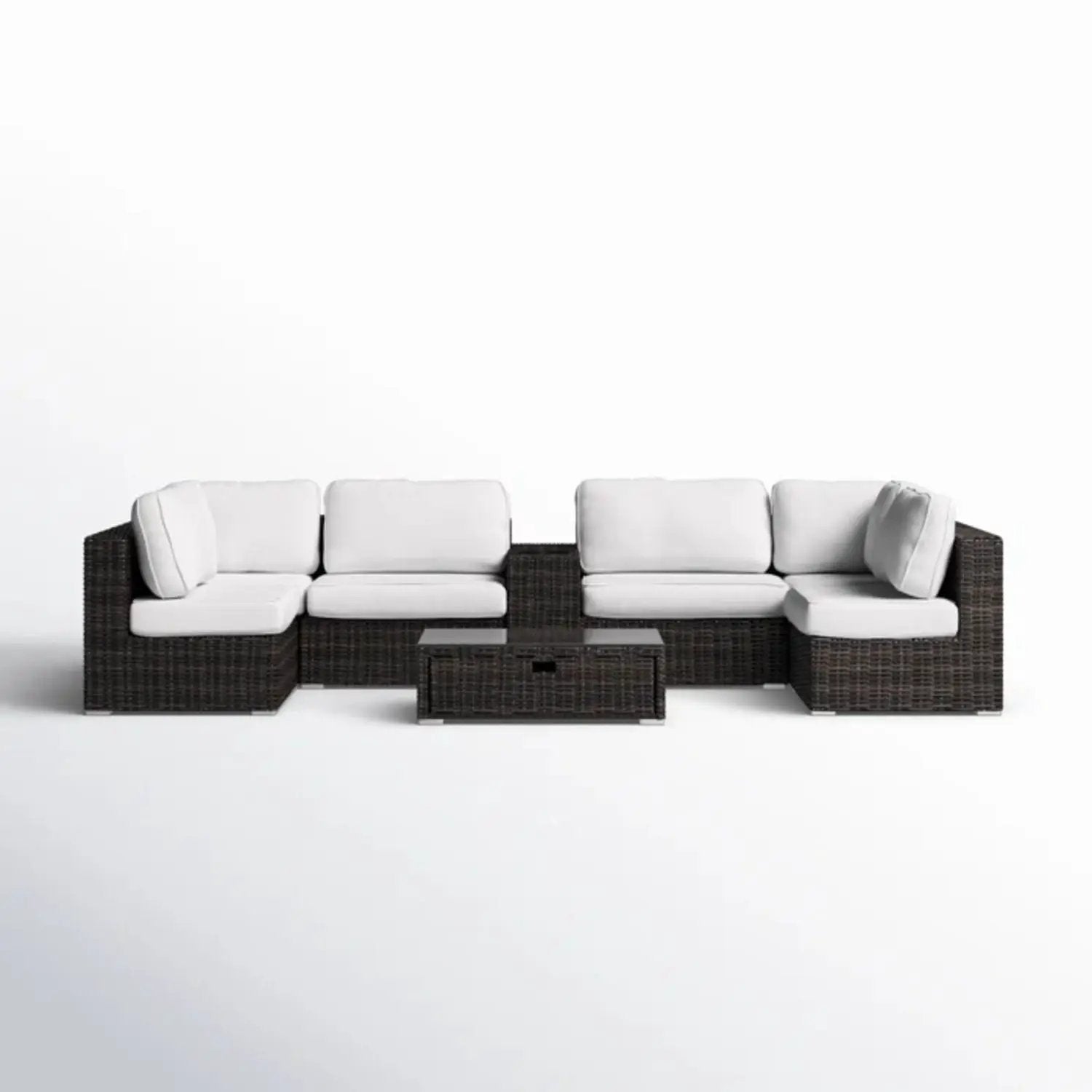 Elegant 4 Person Wicker Patio Seating Set With Cushions And Glass Top Table by HouseOfZazla