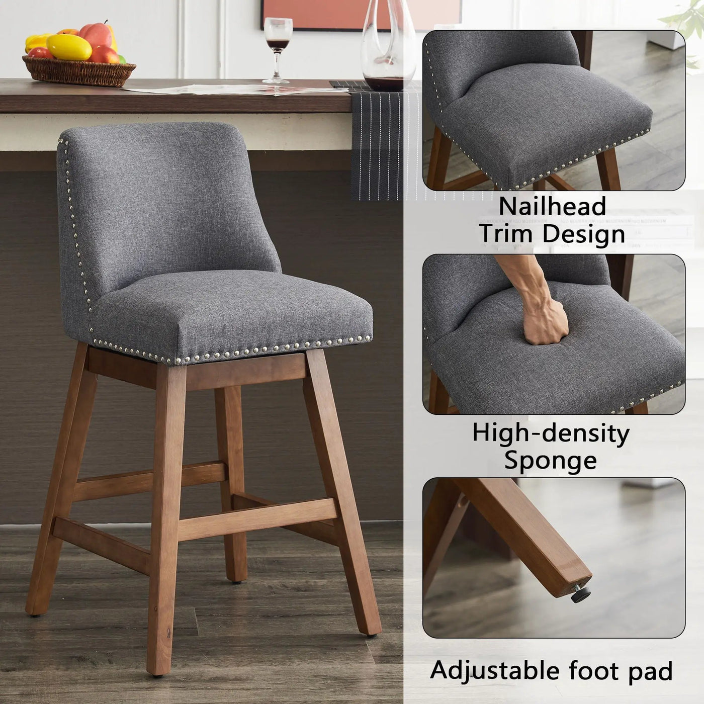 Upholstered Swivel Bar Stool by Unique Piece Furniture