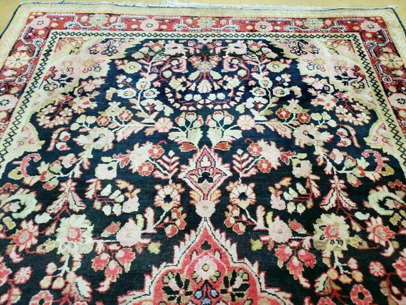 4' X 6' Antique Handmade India Floral Oriental Wool Rug Carpet Organic Blue by Jewel Rugs
