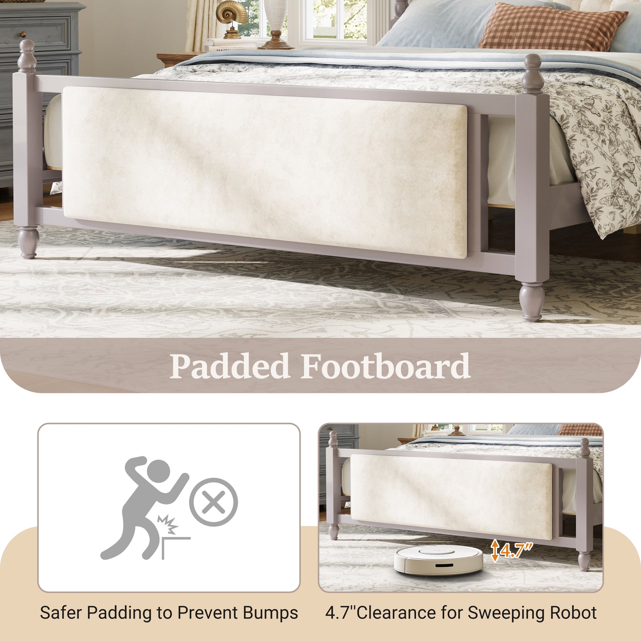 King Size Upholstered Platform Bed with Button Tufted Headboard by HouseOfZazla