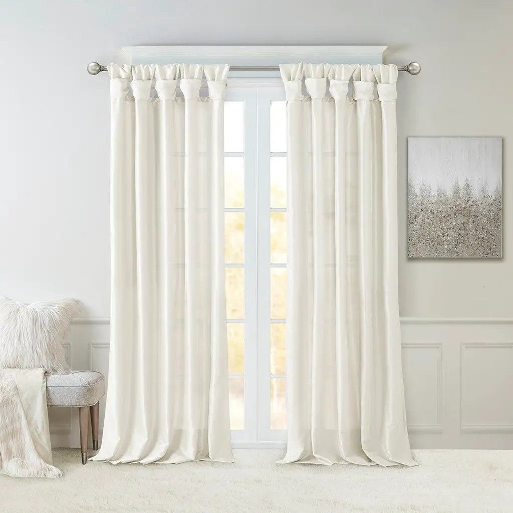 Twist Tab Lined Window Curtain Panel White 50x108 by HouseOfZazla