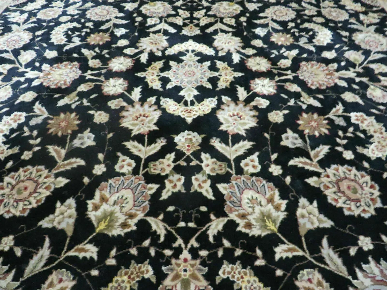 9' X 12' Vintage Handmade Fine Chinese Oriental Floral Wool Rug Silk Black by Jewel Rugs
