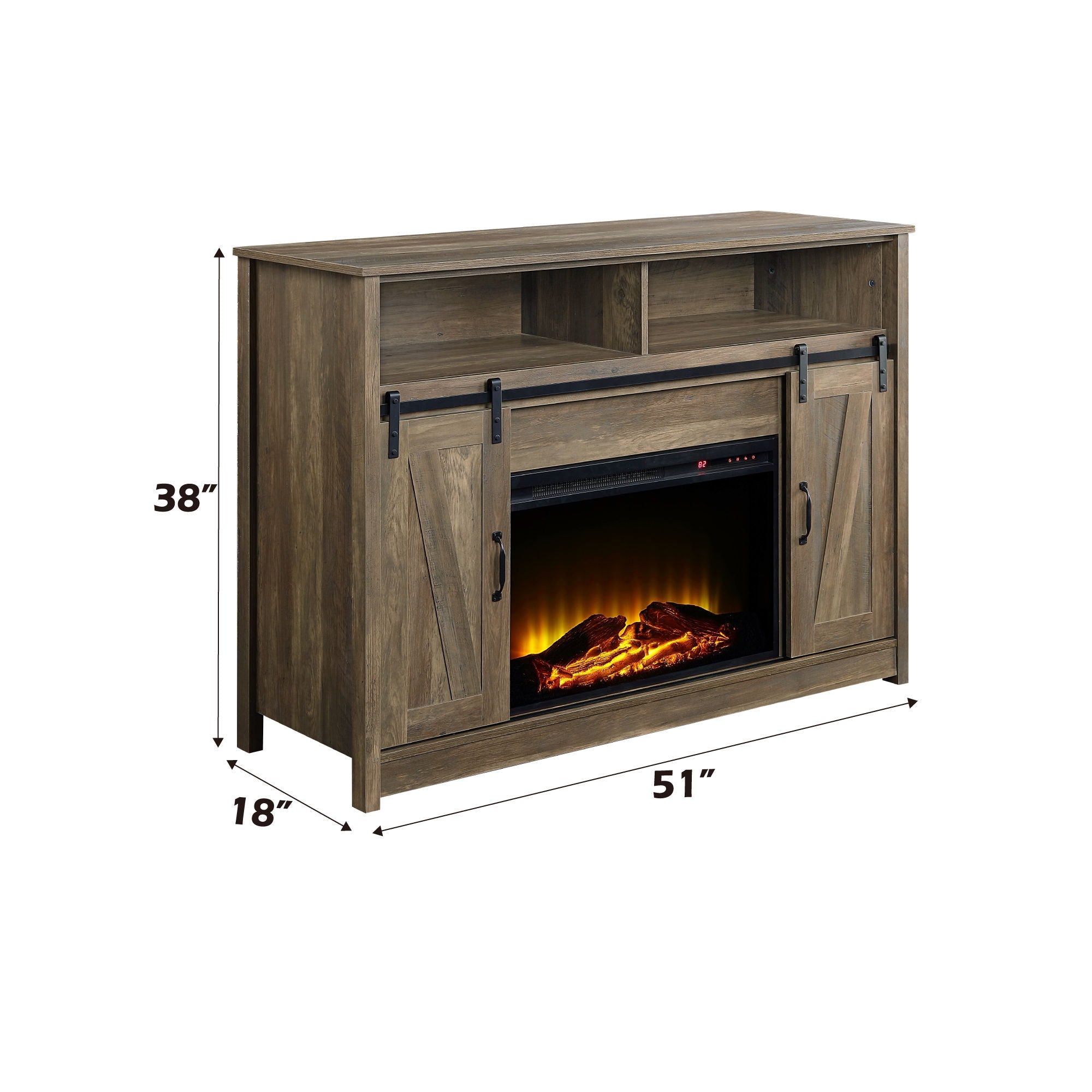 Tobias - Fireplace With Shelf Storage - Oak by HouseOfZazla