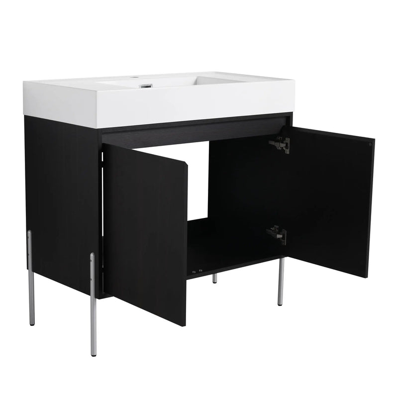 Freestanding Bathroom Vanity With Resin Sink And Storage Cabinet by HouseOfZazla