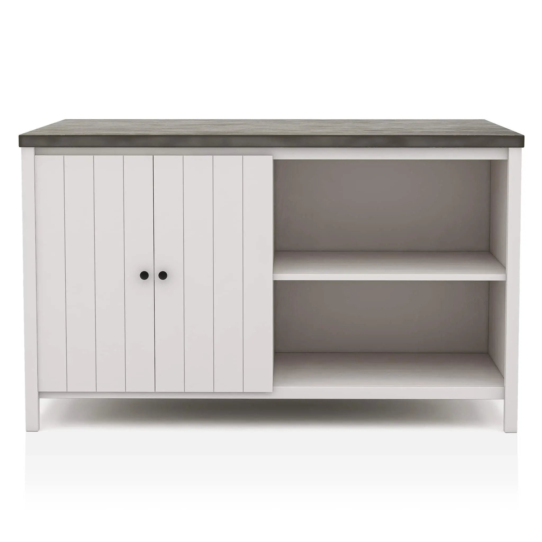 Counter Height Dining Table With Storage Cabinet Base - Dark Gray / Off White / Off White / Gray by Unique Piece Furniture