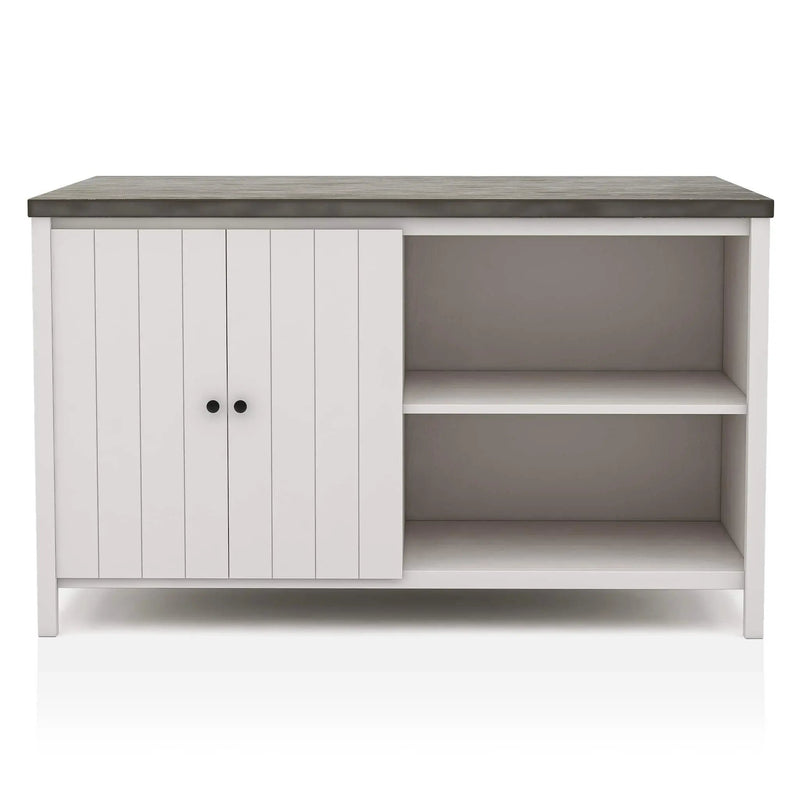 Counter Height Dining Table With Storage Cabinet Base - Dark Gray / Off White / Off White / Gray by Unique Piece Furniture