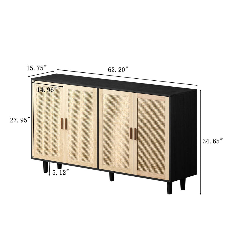 Elegant And Functional Rattan Decorative Storage Cabinet With 4 Doors by HouseOfZazla