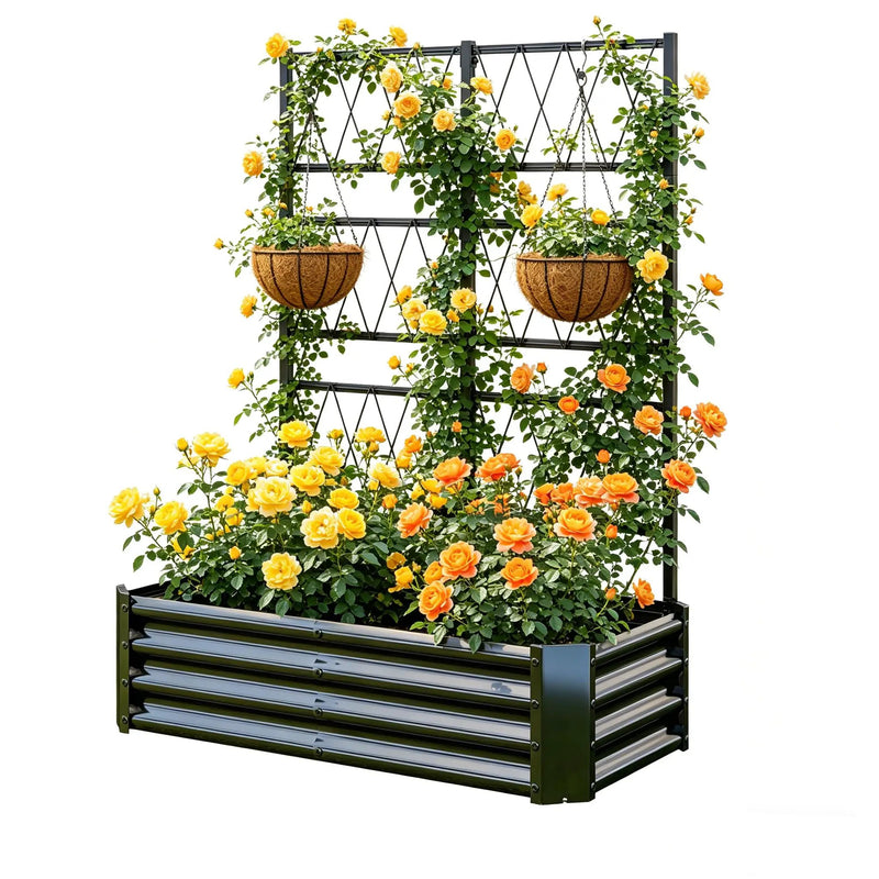 Galvanized Raised Garden Bed with Arch Trellis by HouseOfZazla