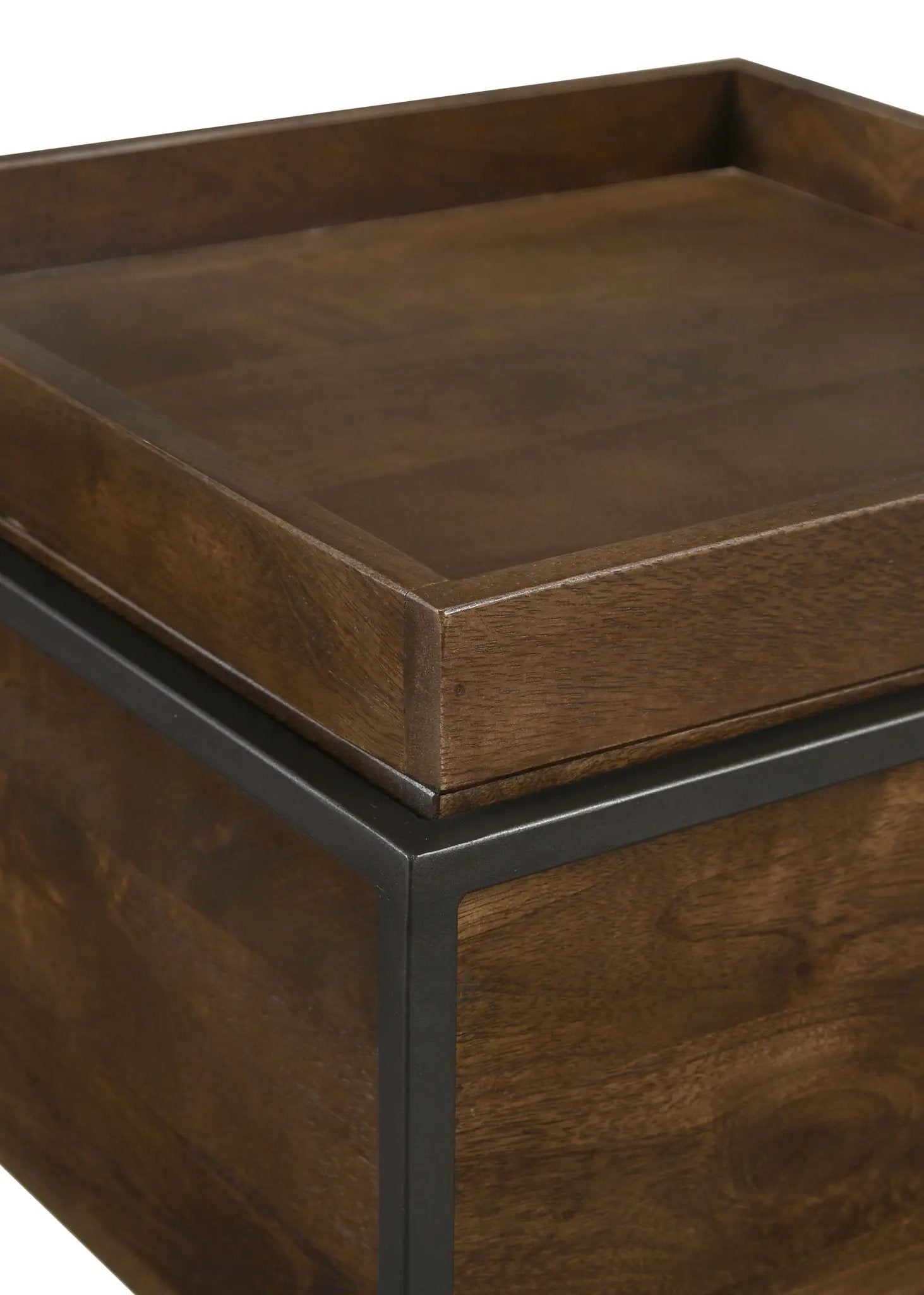 Ondrej Square Accent Side Table Removable Tray Dark Brown by Unique Piece Furniture