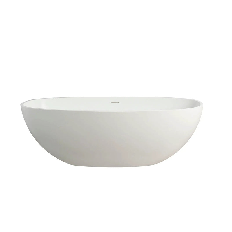 65.2" Freestanding Solid Surface Soaking Bathtub For Bathroom - Matte White by HouseOfZazla