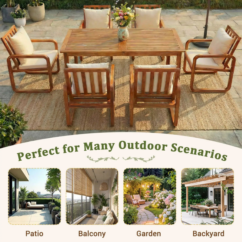 7 Piece Outdoor Patio Dining Set With Removable Cushions by HouseOfZazla