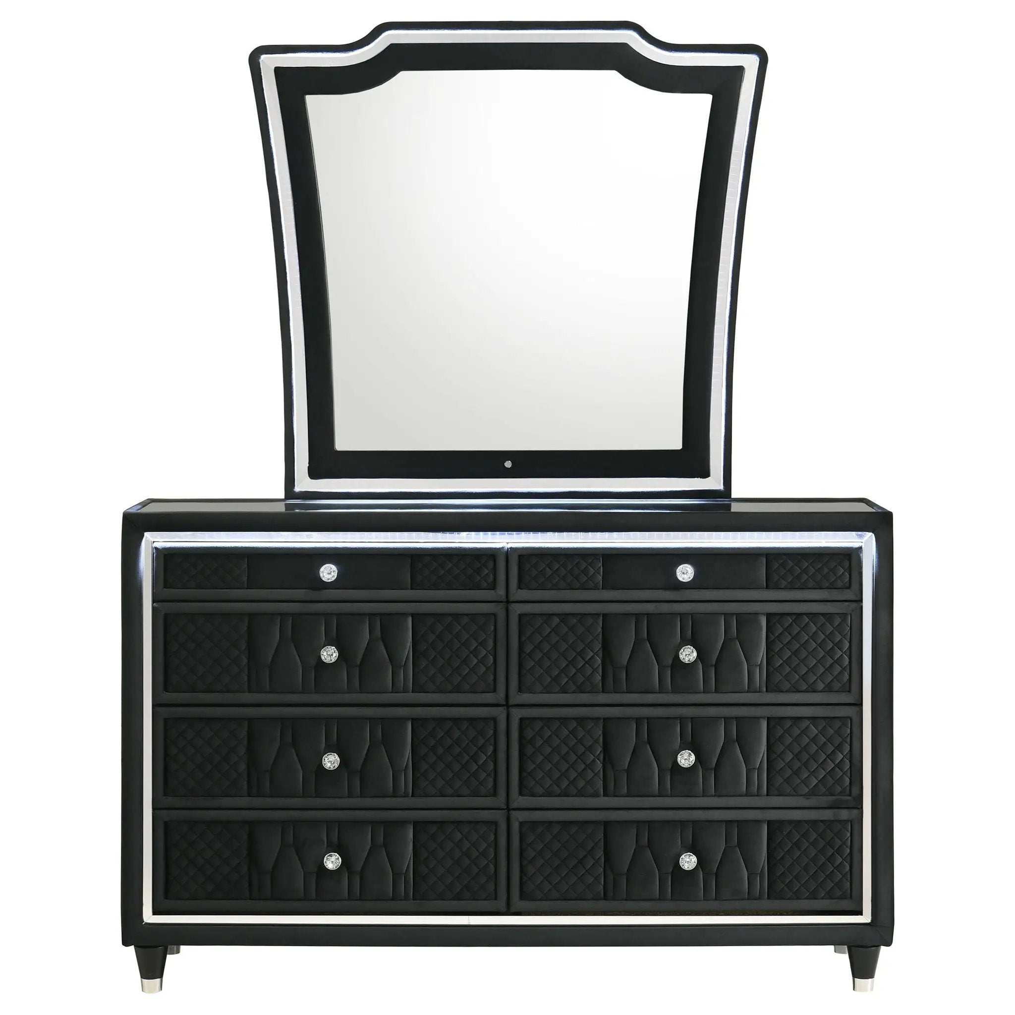 Lorient 8-drawer LED Dresser with Mirror Black by Unique Piece Furniture