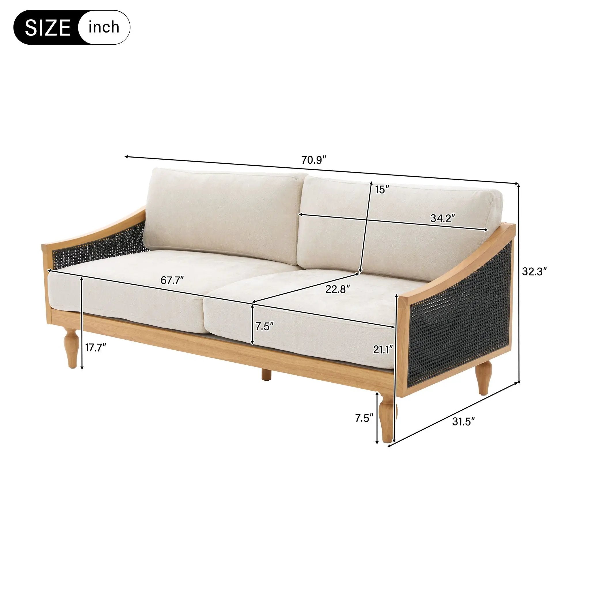 Loveseat Sofa With Armrests - Black by HouseOfZazla