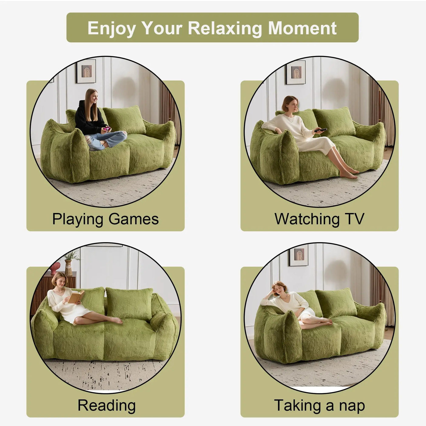 Giant Bean Bag Couch, Ultra Soft Fluffy Loveseat For Living Room by Unique Piece Furniture