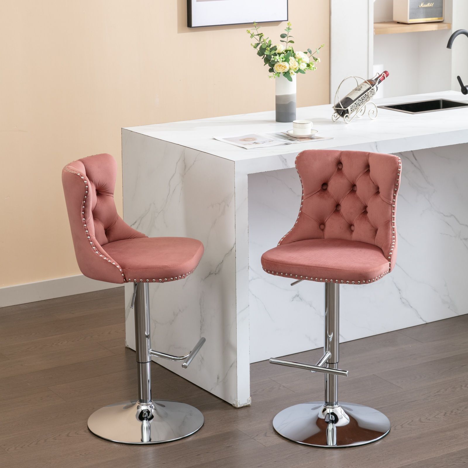 Swivel Adjustable Height Barstools Set of 2 by HouseOfZazla
