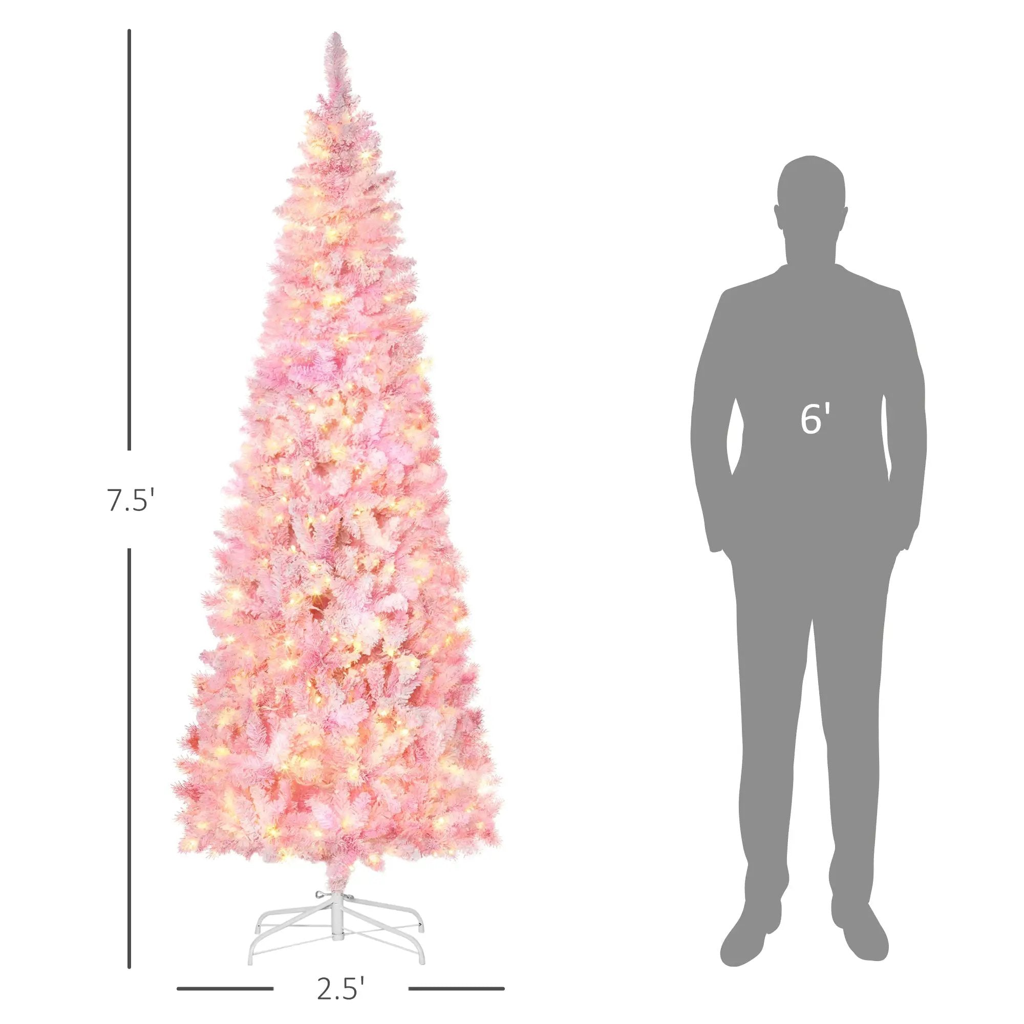Homcom 7.5ft Prelit Snow Flocked Artificial Christmas Tree by HouseOfZazla