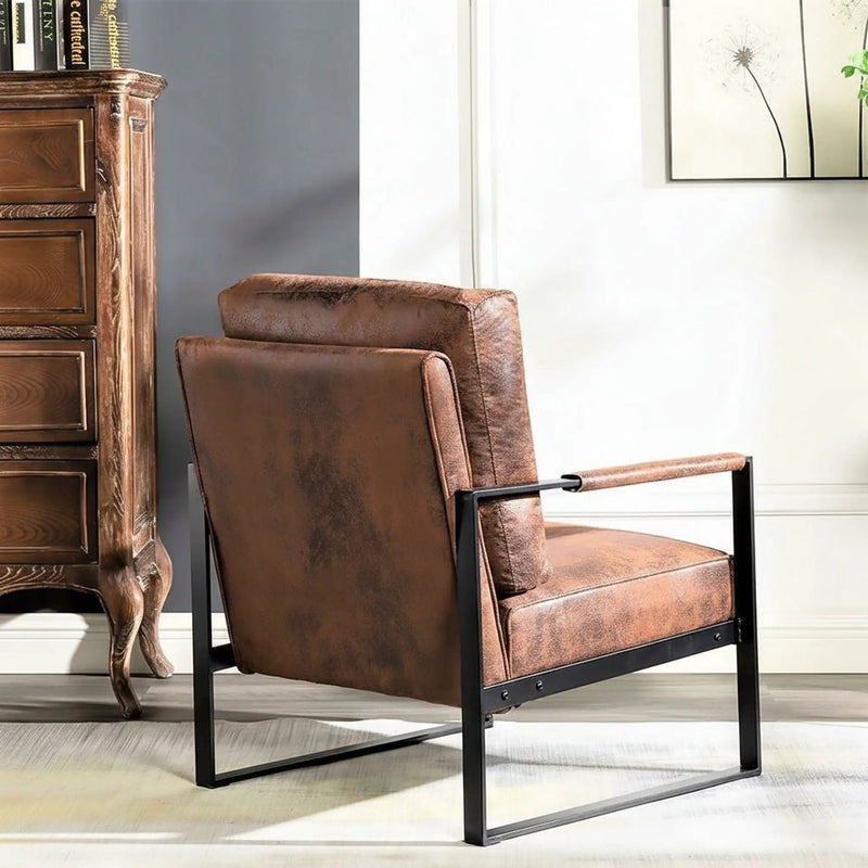 Accent Chair With Durable Square Frame, Armchair For Living Room - Brown by Unique Piece Furniture