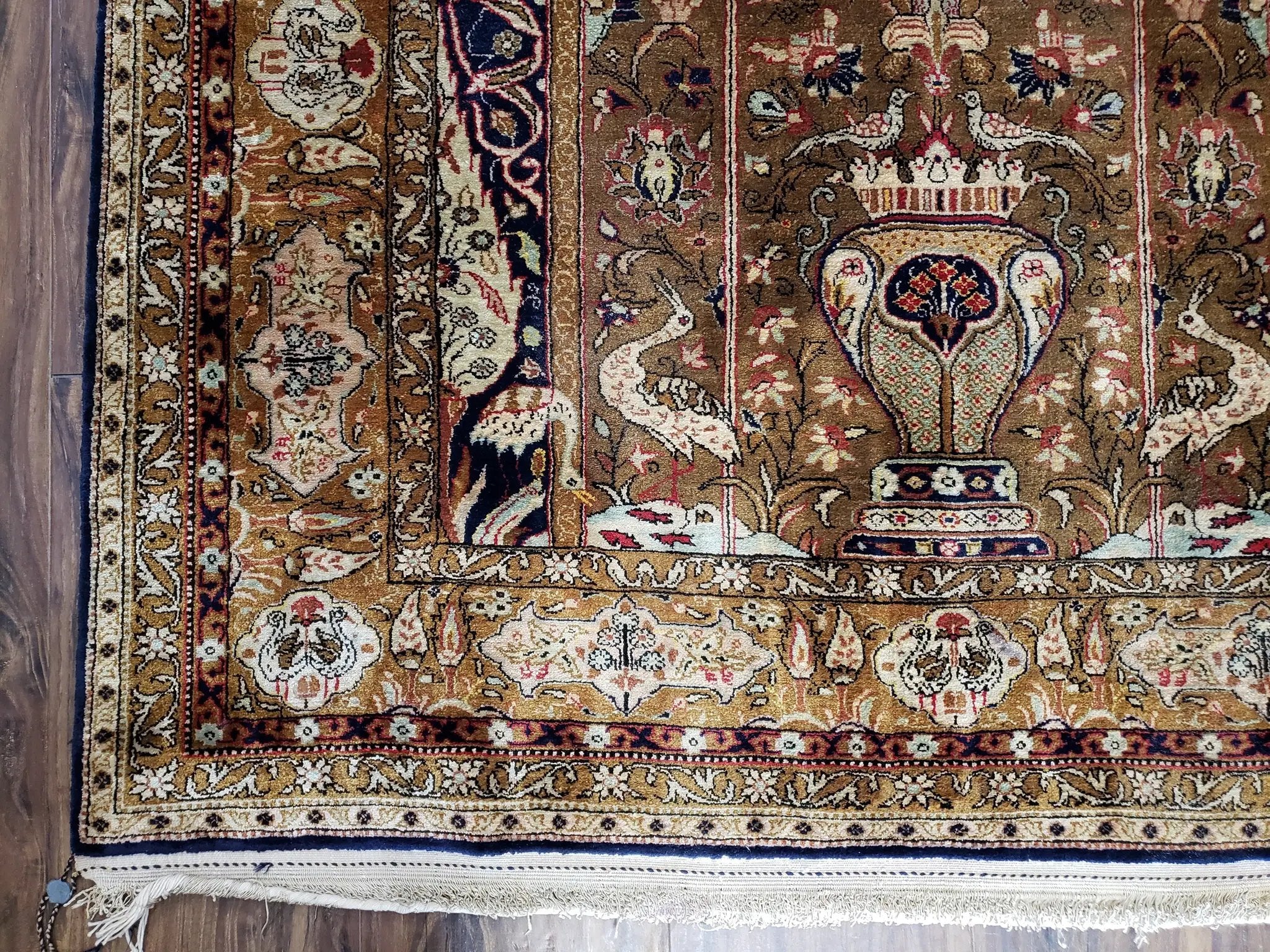Semi Antique Persian Qum Silk Prayer Rug, Silk, Hand-Knotted, 3'6" x 5' by Jewel Rugs