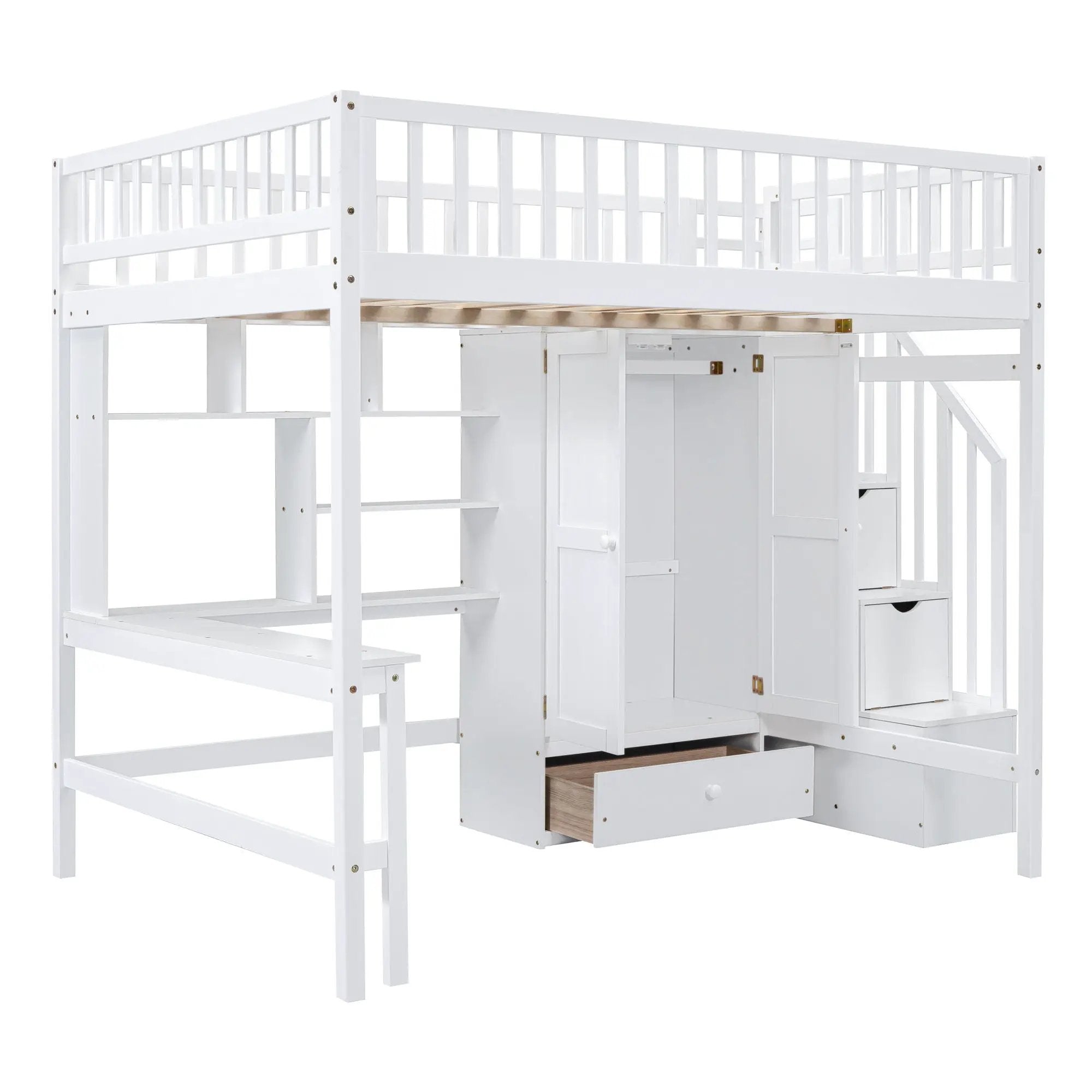 Loft Bed With Bookshelf, Drawers, Desk, And Wardrobe by HouseOfZazla