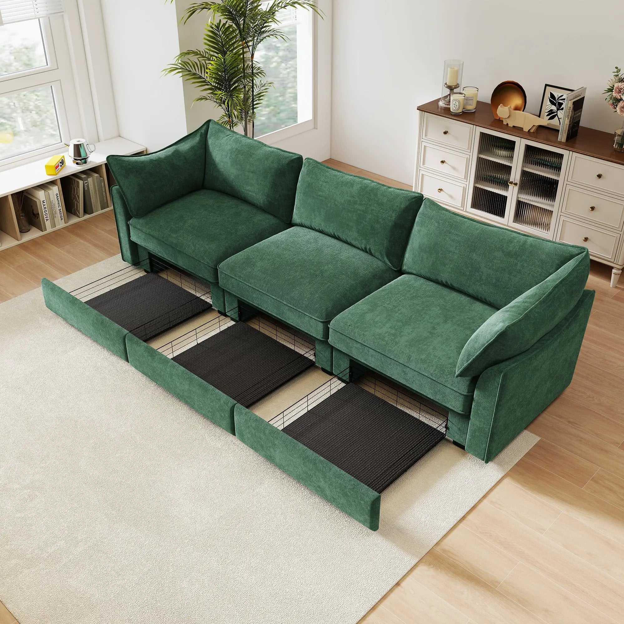 3 Seater Sofa With Storage Pull Out Drawers by HouseOfZazla