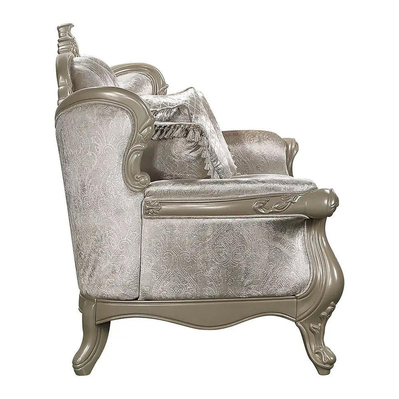 Libertee - Sofa With 5 Pillows - Beige Fabric & Champagne by Unique Piece Furniture