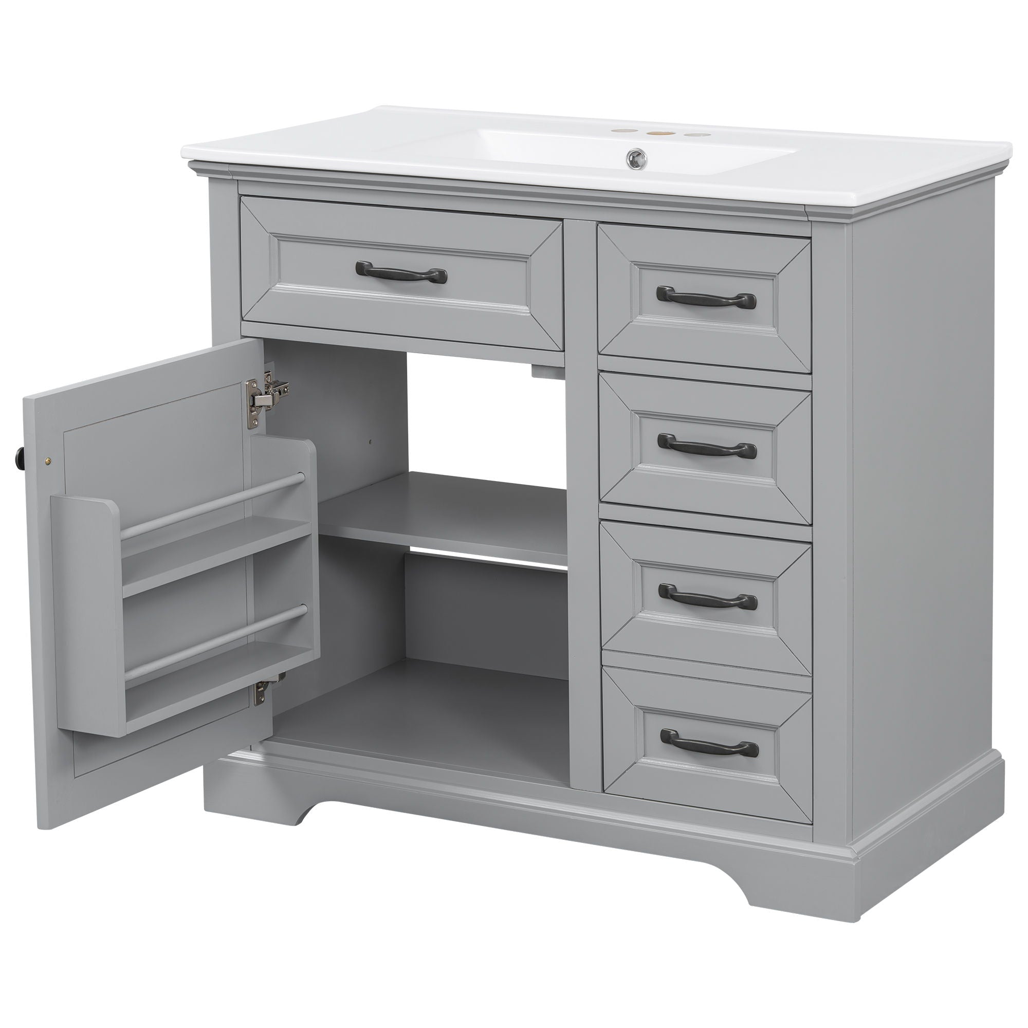 36" Bathroom Vanity With Sink, 2 Tip-Out Drawers, Soft Close Hinges by HouseOfZazla