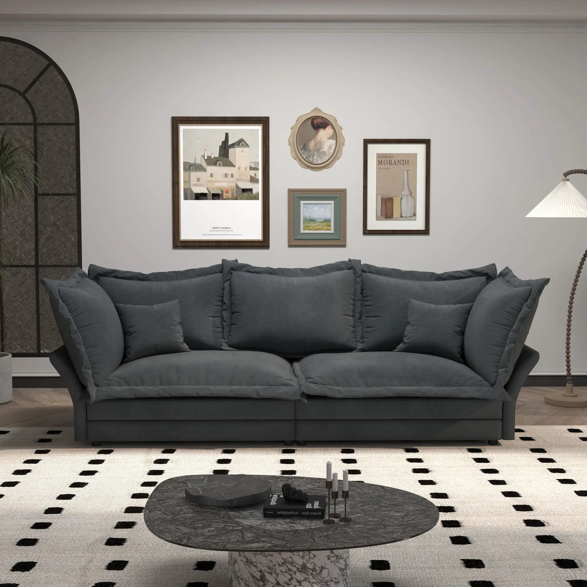 Modern Comfy Upholstered Sofa Cloud Couch, Deep Seat Couches With Multiple Large Soft Pillows by HouseOfZazla