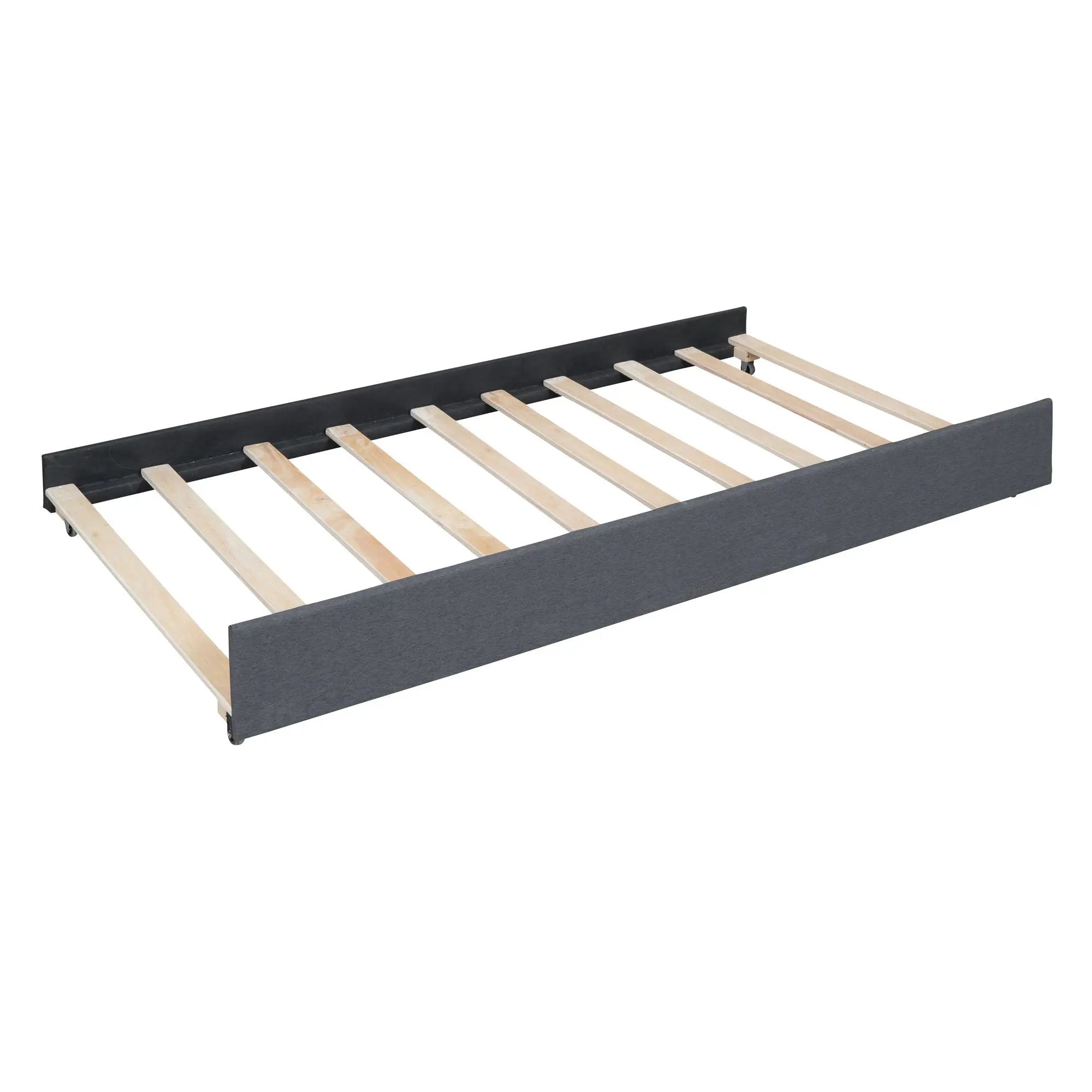 Upholstered Platform Bed With Brick Pattern Headboard And Twin Long Size Trundle by HouseOfZazla