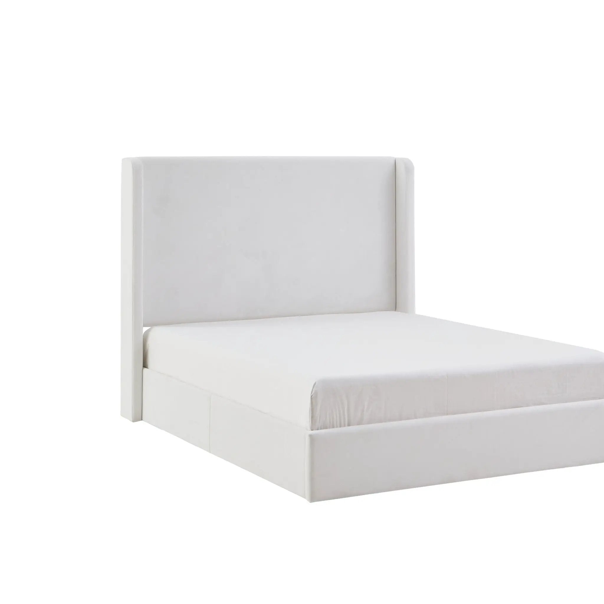 Carmen - King Size Upholstered Wingback Bed - White by HouseOfZazla