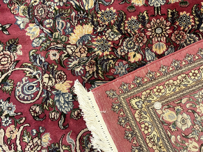 Sino Persian Rug 9x12, Fine 290 KPSI, Rose-Red, Floral Allover by Jewel Rugs