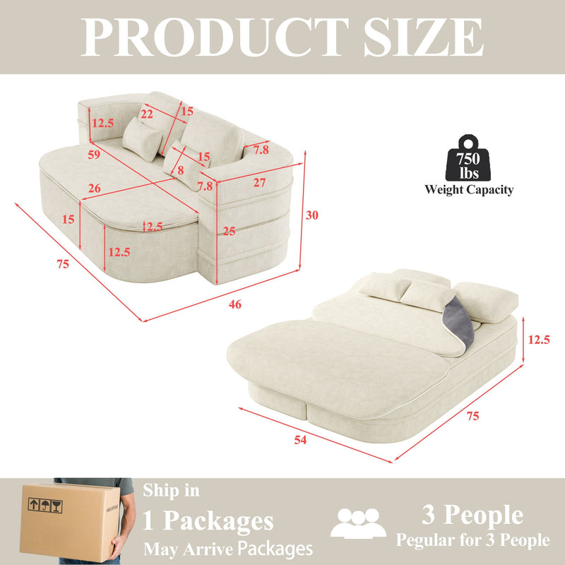 2 In 1 Foldable Sofa Bed With Multi Functional Blanket, Floor Lounge Sofa by HouseOfZazla