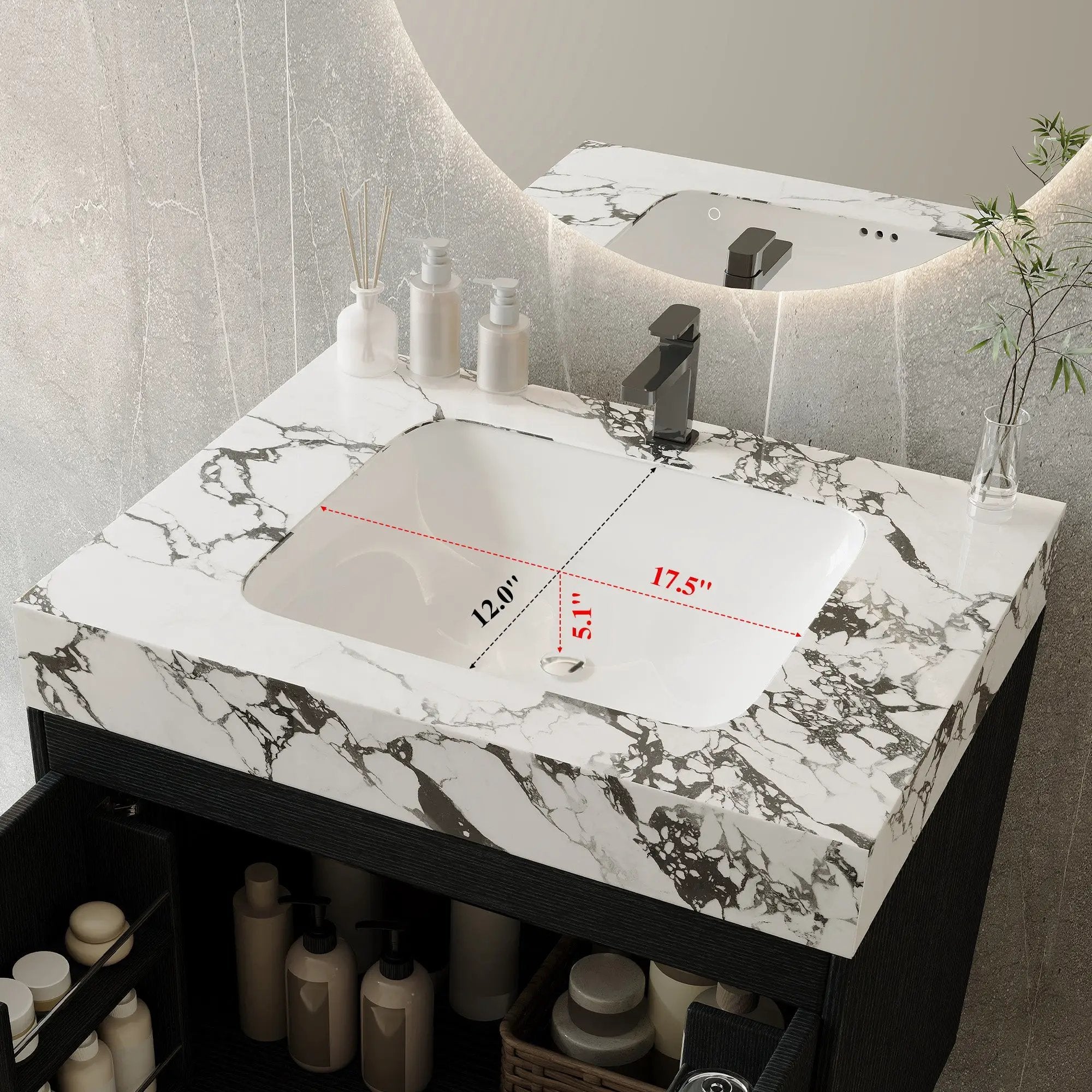 Contemporary Free-standing Bathroom Vanity with Faux Marble Top by HouseOfZazla