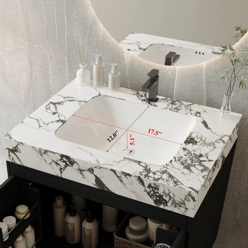 Contemporary Free-standing Bathroom Vanity with Faux Marble Top by HouseOfZazla