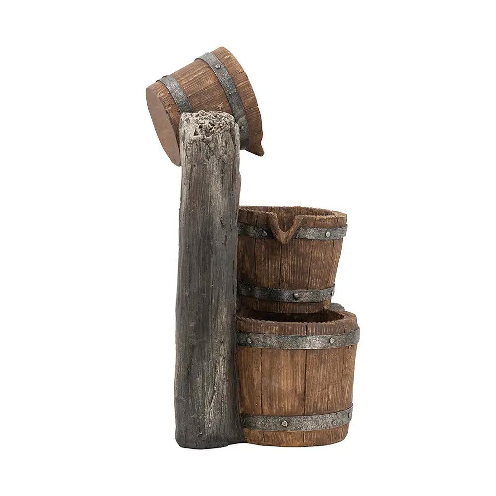 Decorative 3 Tier Bucket Fountain With Lights And Pump - Brown by HouseOfZazla