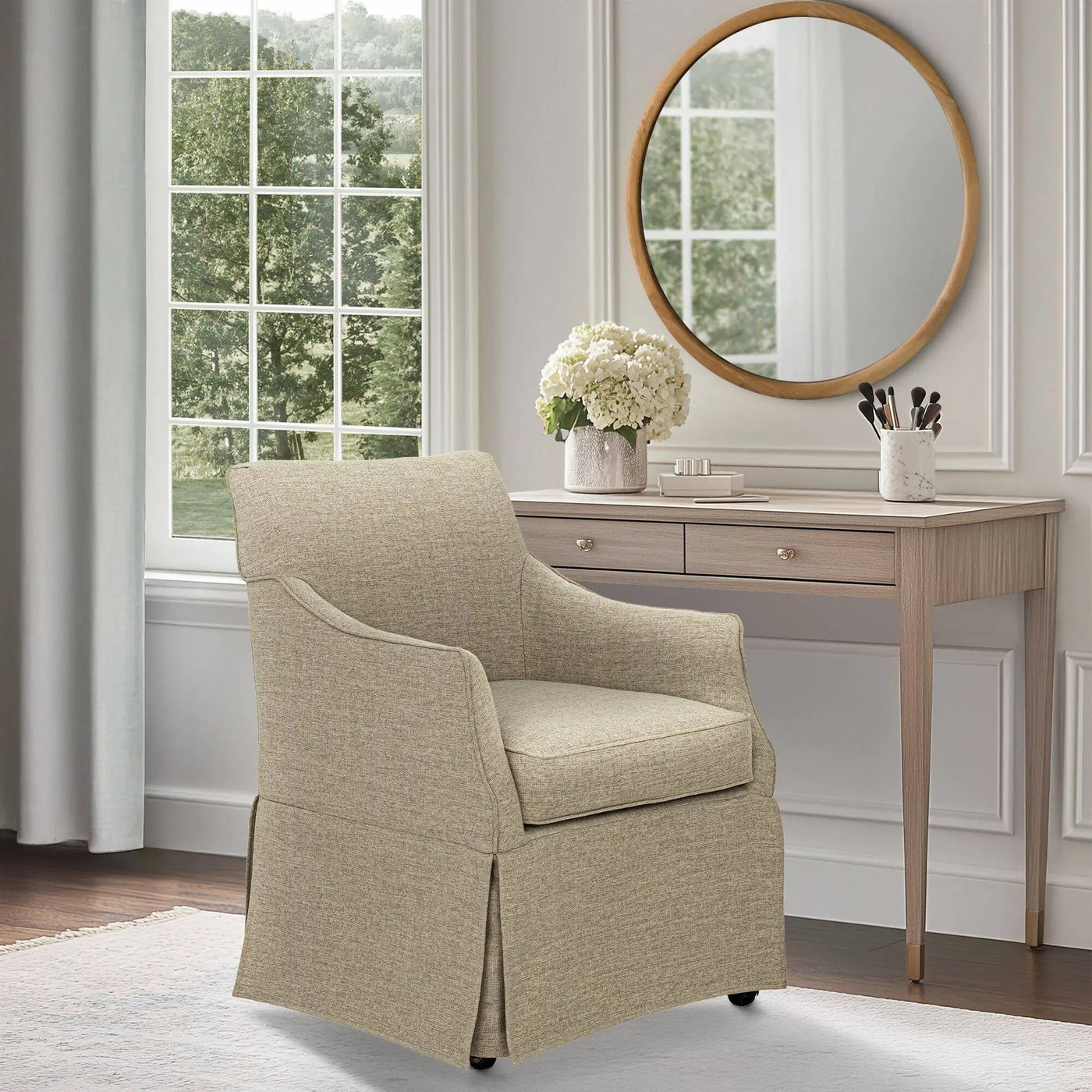 London - Upholstered Skirted Dining Arm Chair by Unique Piece Furniture