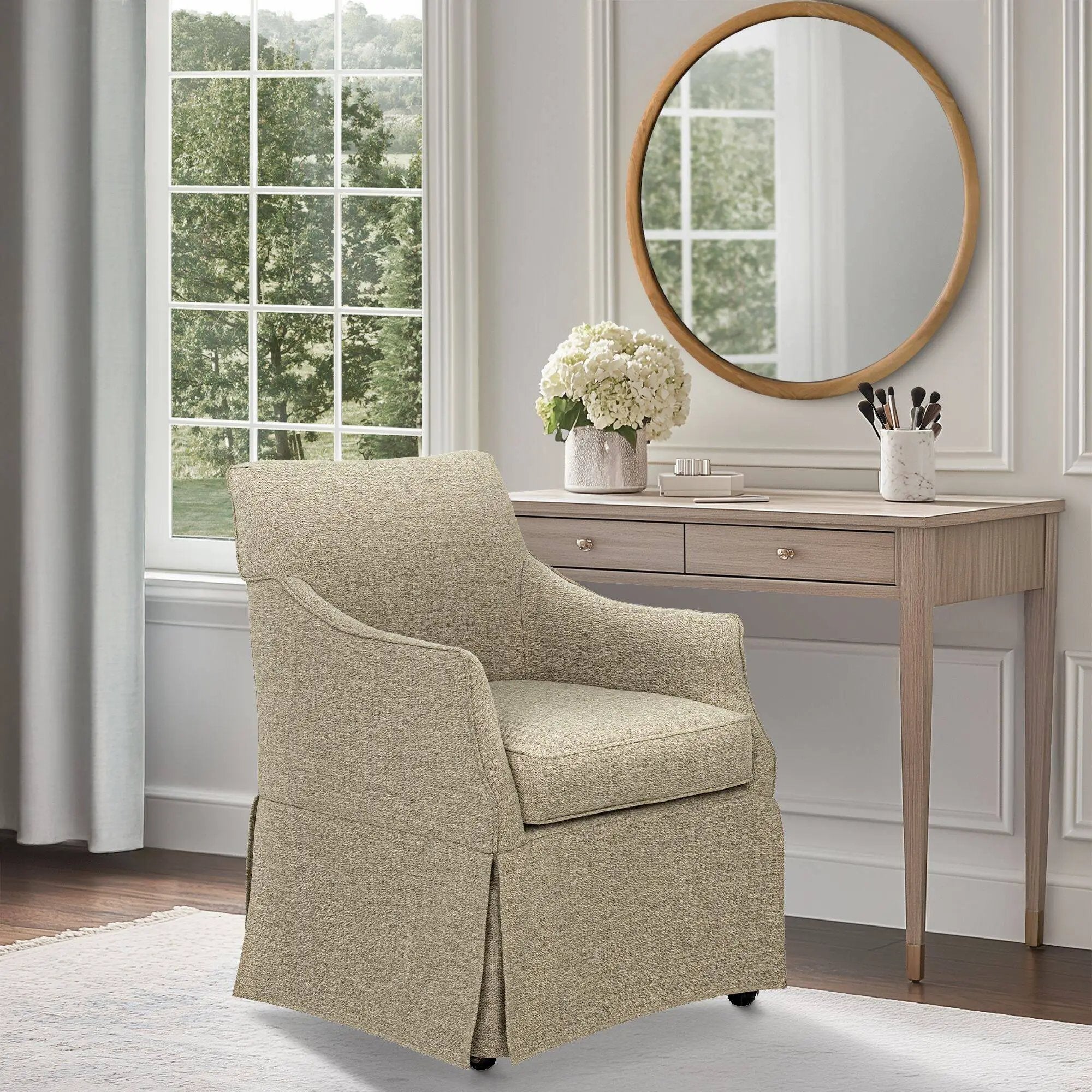 London - Upholstered Skirted Dining Arm Chair by Unique Piece Furniture