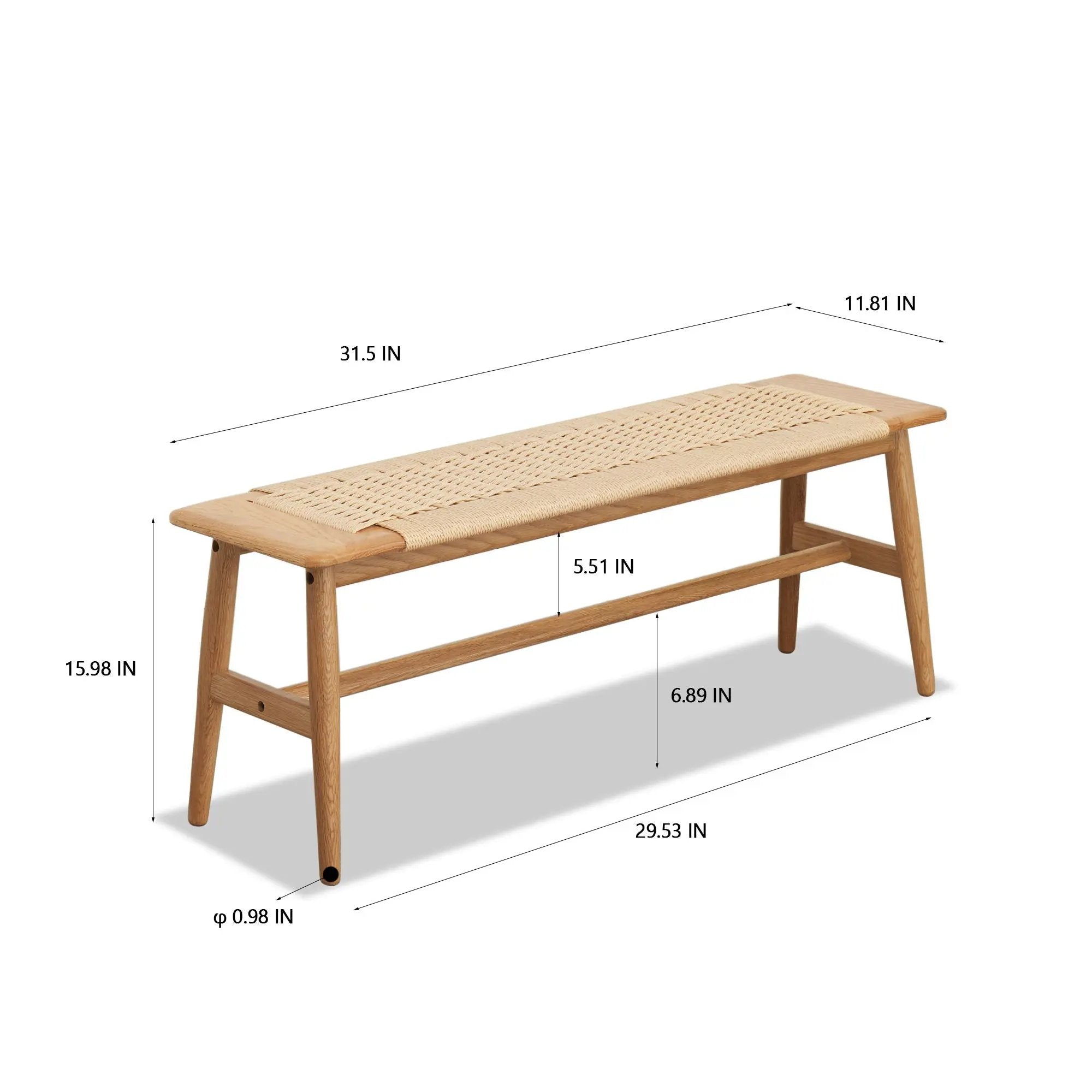 Woven Design Dining Bench For Dining Room, Bedroom - Natural Oak by Unique Piece Furniture