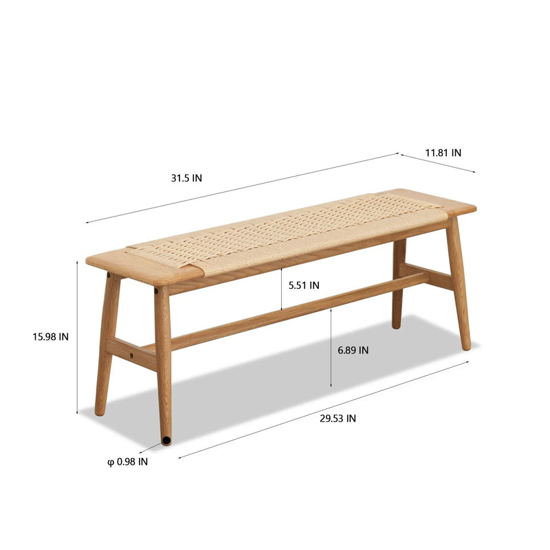 Woven Design Dining Bench For Dining Room, Bedroom - Natural Oak by HouseOfZazla