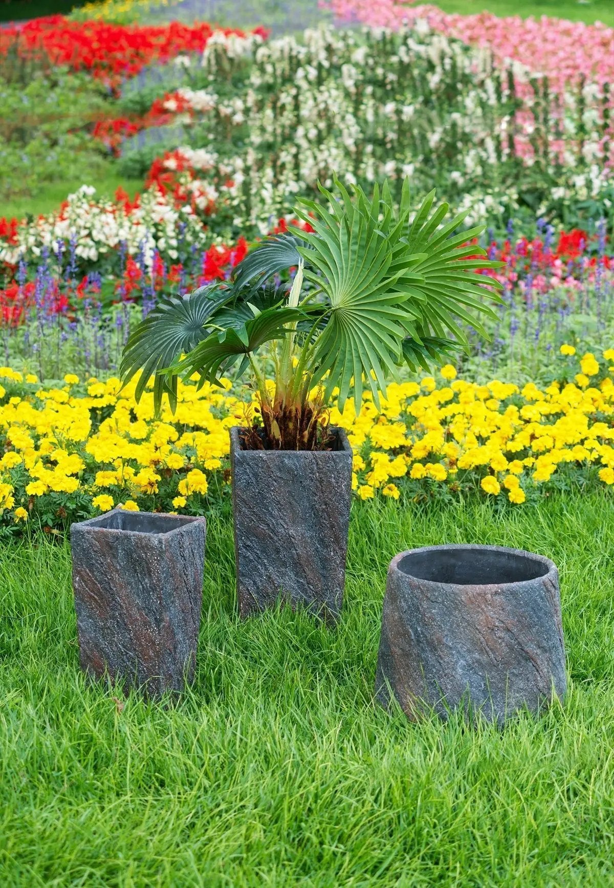 9.4x9.4x18.1' Cement Planter Large, Indoor Outdoor Garden Functional Decor by HouseOfZazla