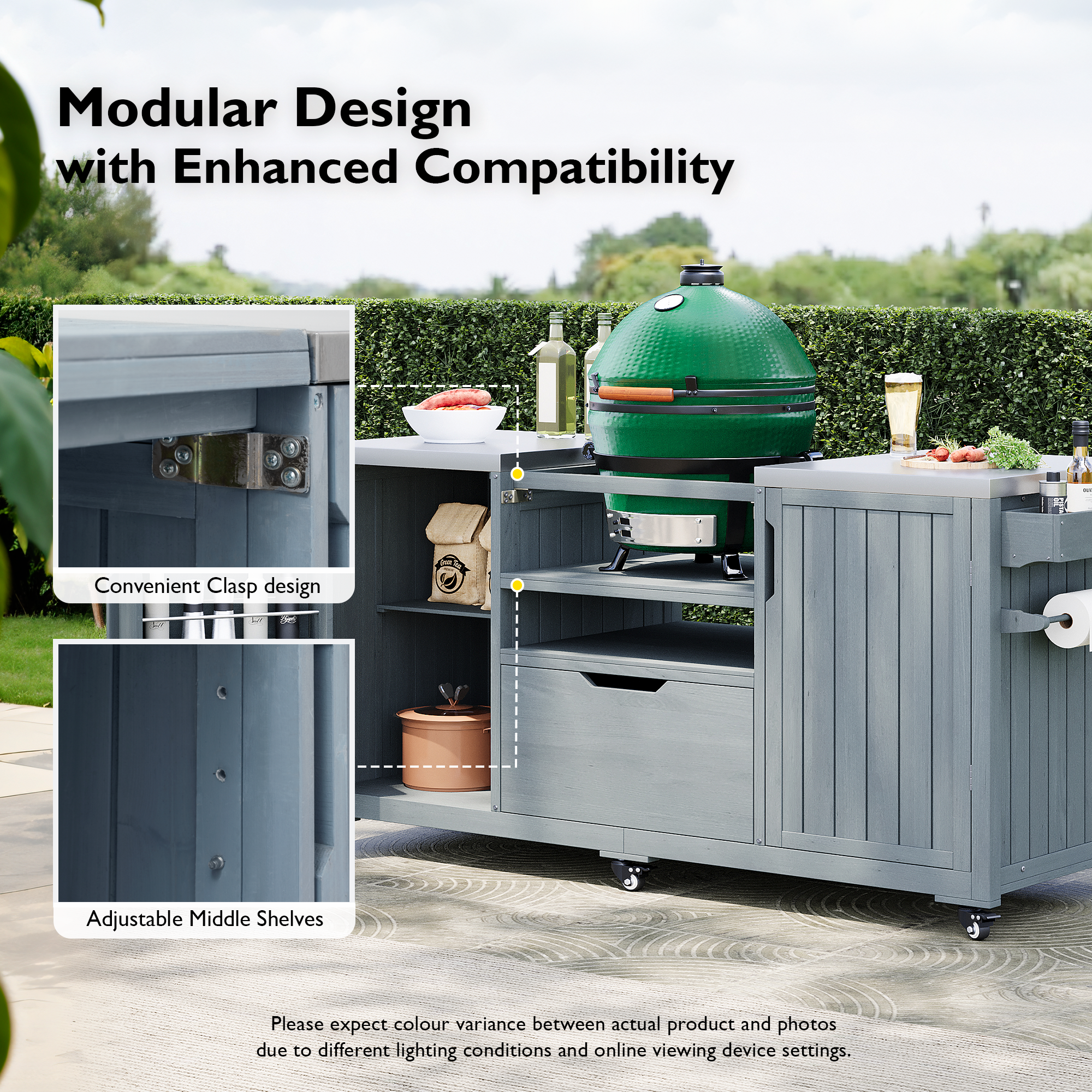 K&K 66.5" Outdoor Kitchen Island for Big Green Egg Grills by HouseOfZazla